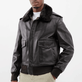 Mens Brown Leather Flight Jacket